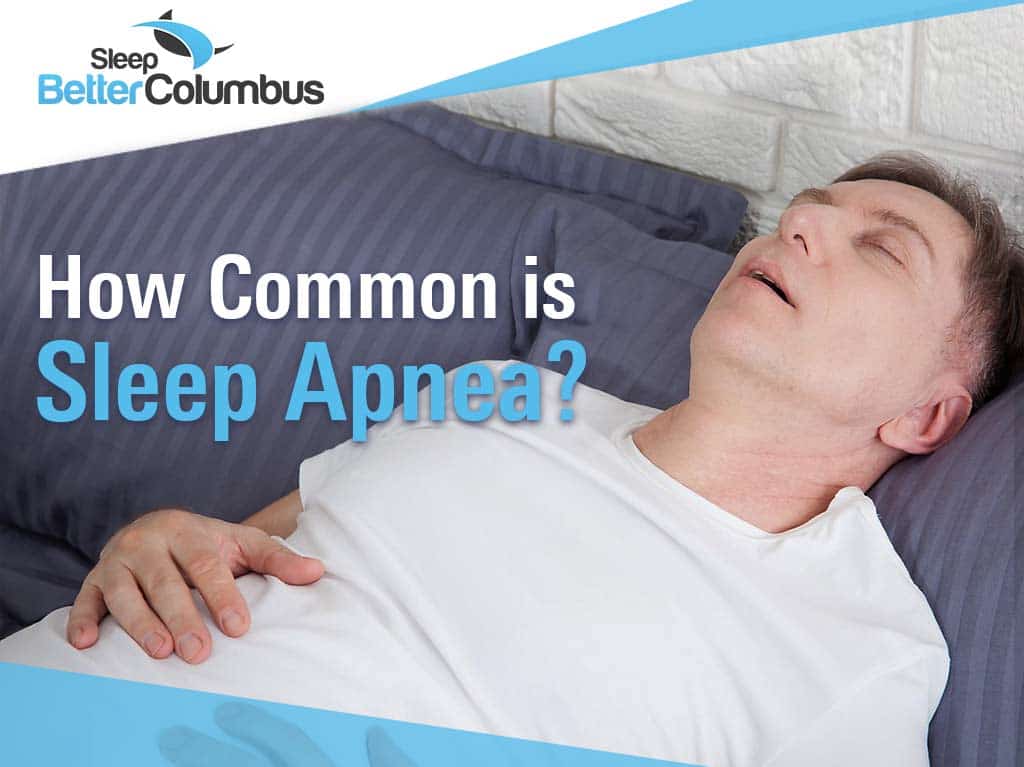 Photo of a man sleeping on his back with his mouth open with the text: How Common is Sleep Apnea