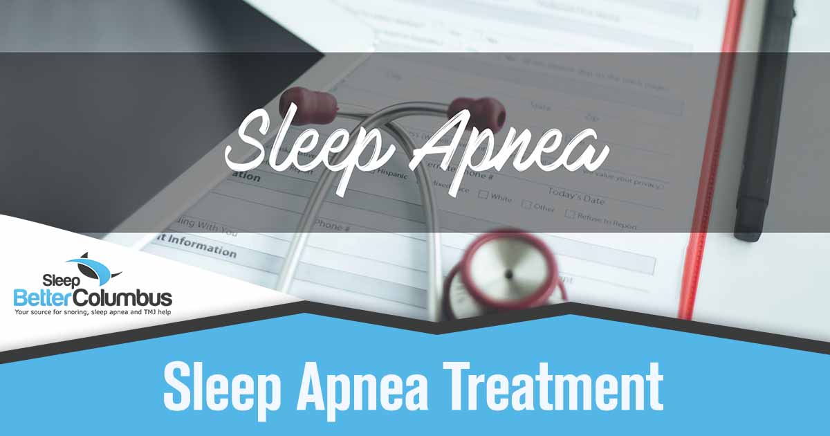 Sleep Better Columbus - a doctors stethoscope sitting on top of a clipboard with a banner that reads sleep apnea accross the image. Sleep Better Columbus understands the importance of getting a good night's rest. To help you get the best sleep possible, Sleep Better Columbus offers the most effective sleep treatments like newer options like oral appliances for those who don't want to wear masks all night.