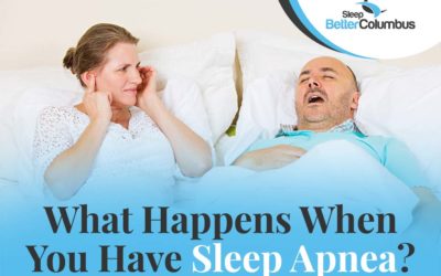 Photo of a man snoring with the text: What Happens When You Have Sleep Apnea?